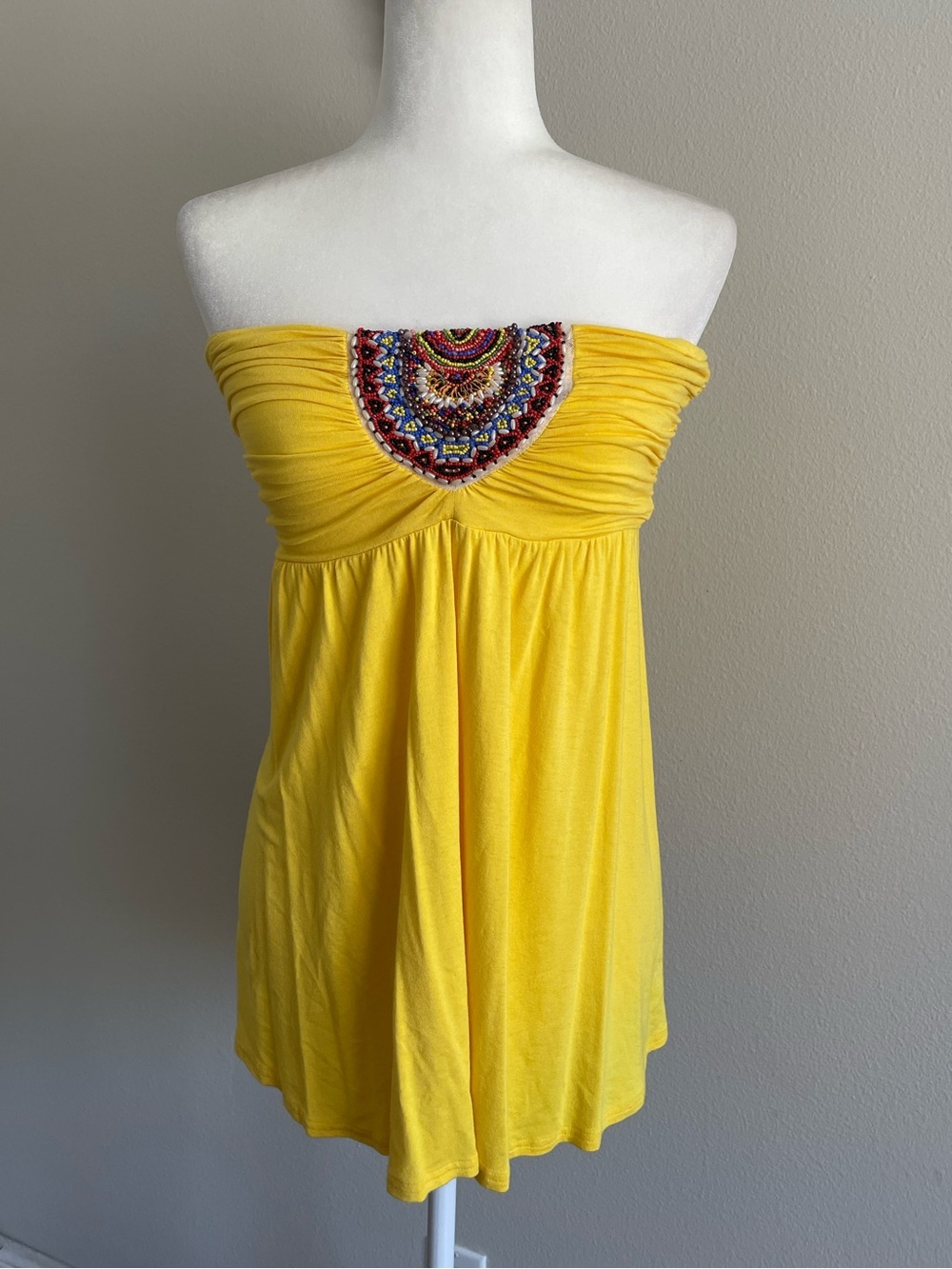 Double Zero Bright Yellow Strapless Tunic